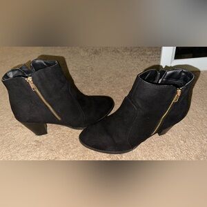 Black Suede Heel Ankle Boots Women’s 10
